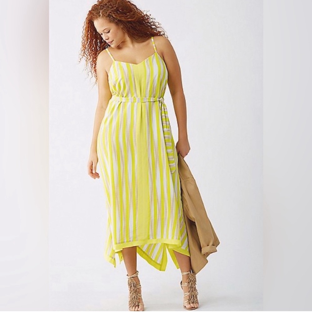 Lane Bryant spaghetti strap asymmetric midi dress